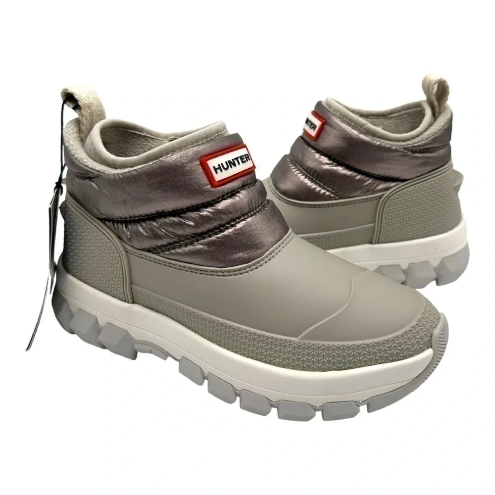 Hunter Women's Insulated Metallic Snow Boots - Silver/Grey